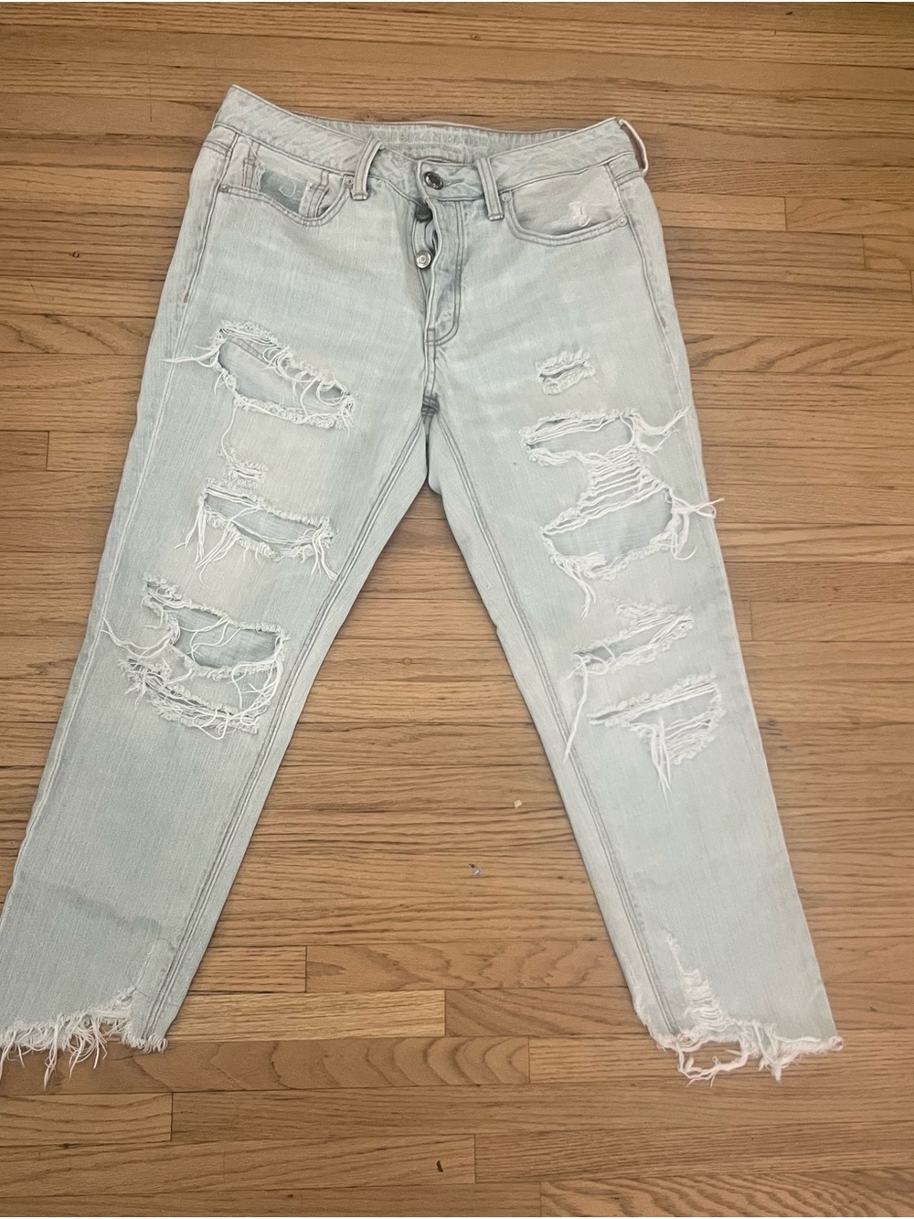 Light Blue Distressed Boyfriend Jeans